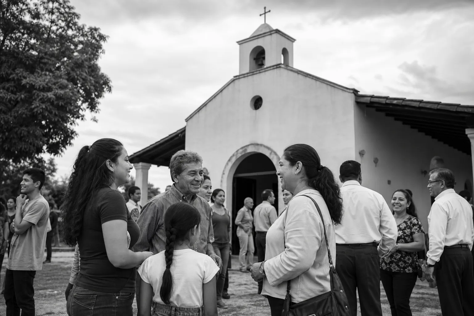 Menschen vor einer Kirche